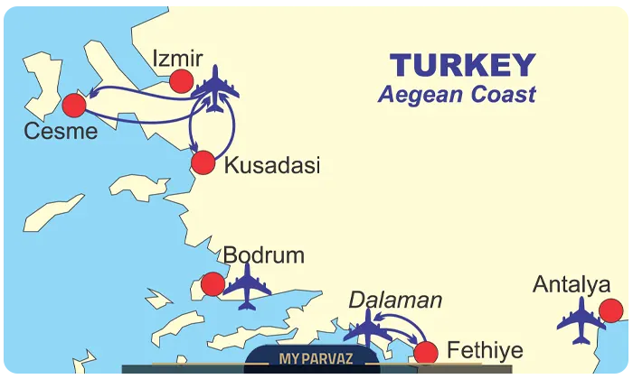 Geographical location of Kusadasi and Antalya